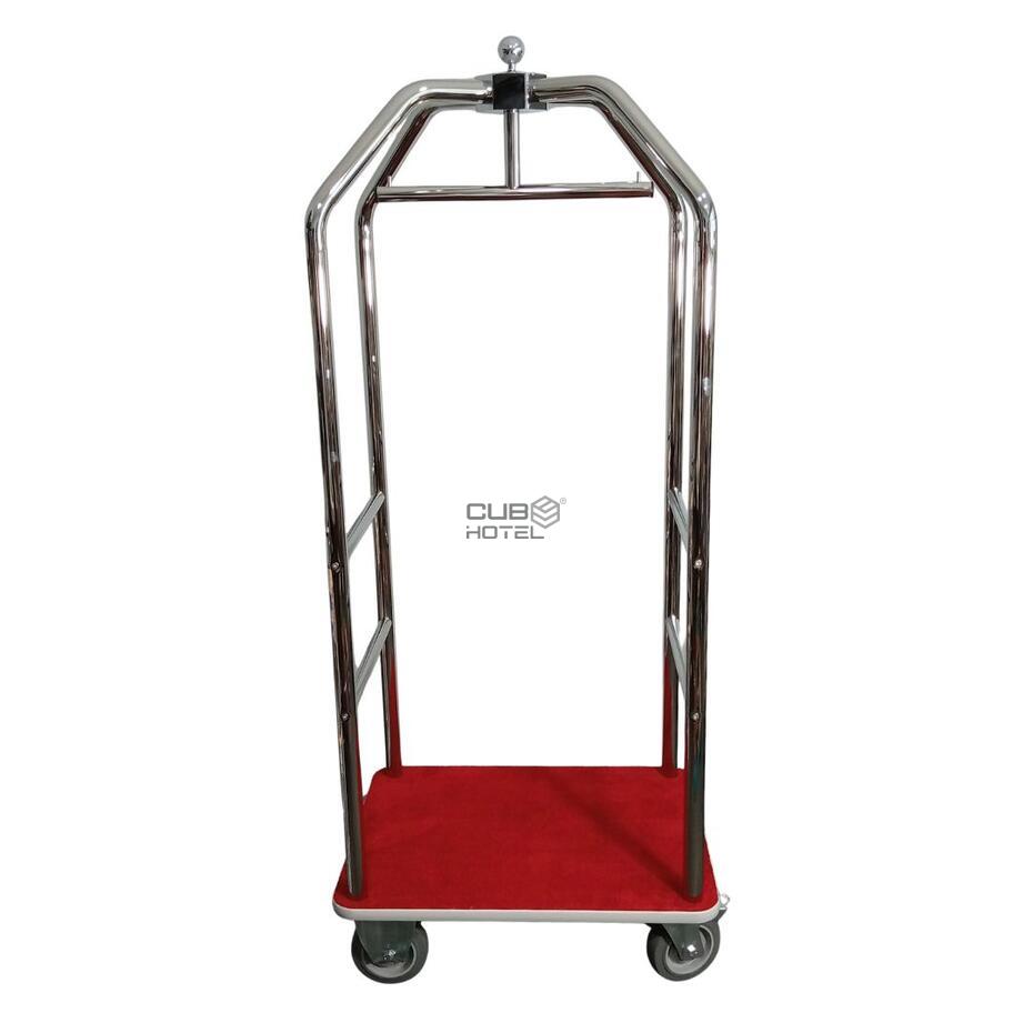 Luggage Trolley Hotel Chrome 79X59X189 Red Carpet