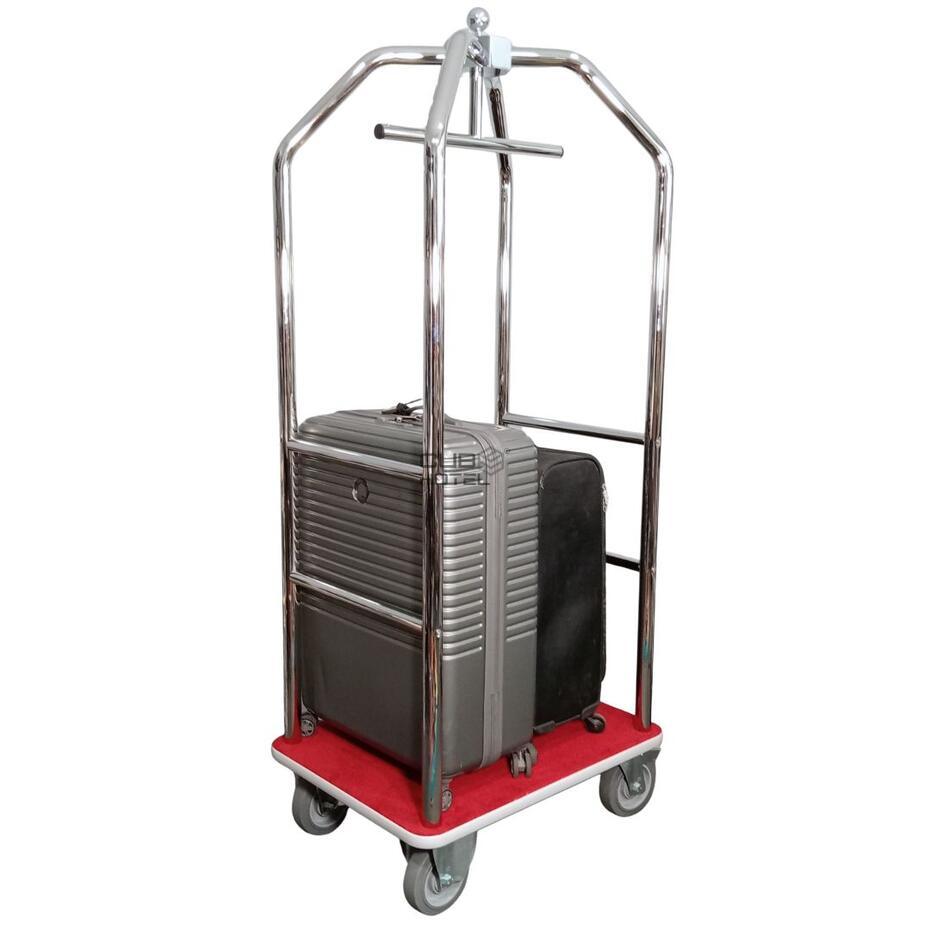 Luggage Trolley Hotel Chrome 79X59X189 Red Carpet