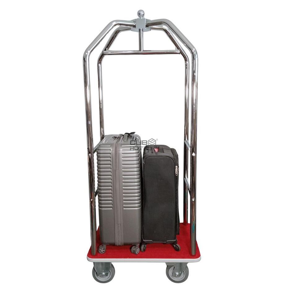 Luggage Trolley Hotel Chrome 79X59X189 Red Carpet