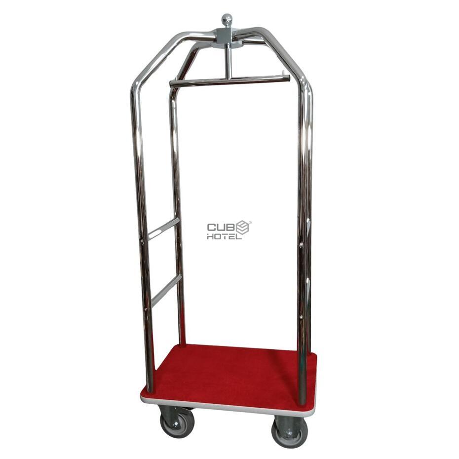 Luggage Trolley Hotel Chrome 79X59X189 Red Carpet