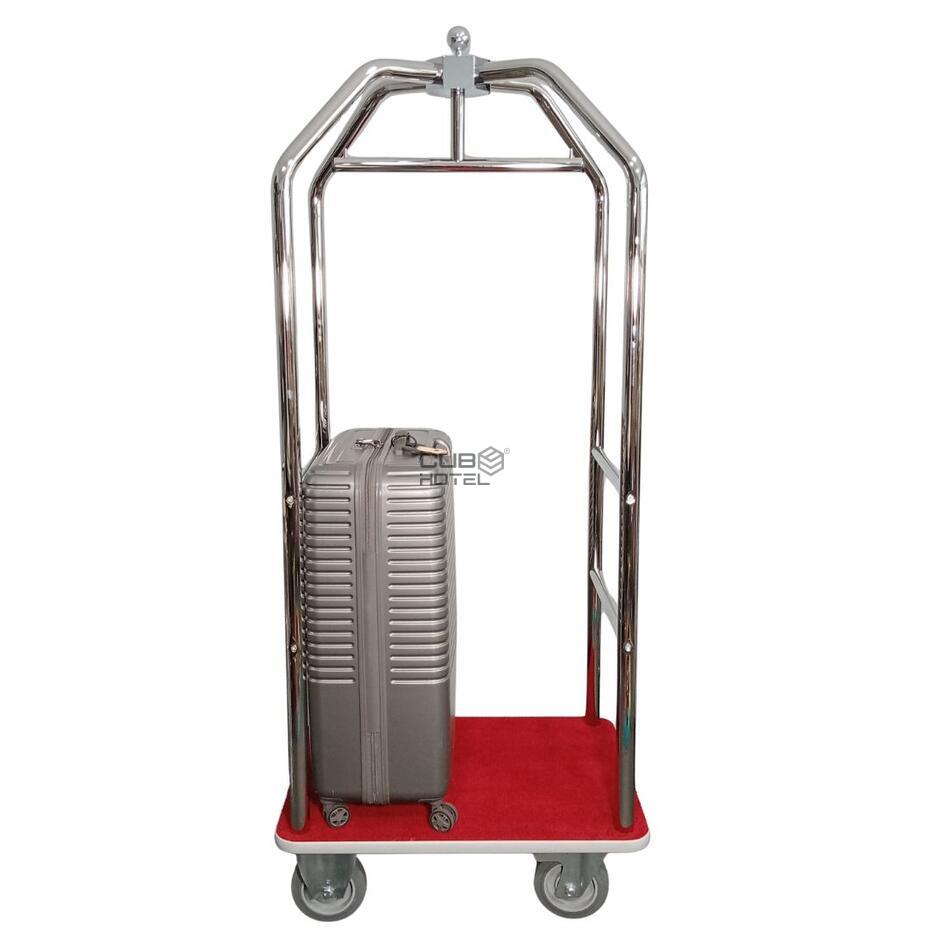 Luggage Trolley Hotel Chrome 79X59X189 Red Carpet