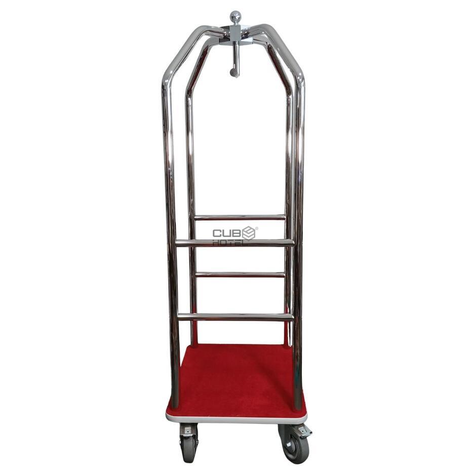Luggage Trolley Hotel Chrome 79X59X189 Red Carpet