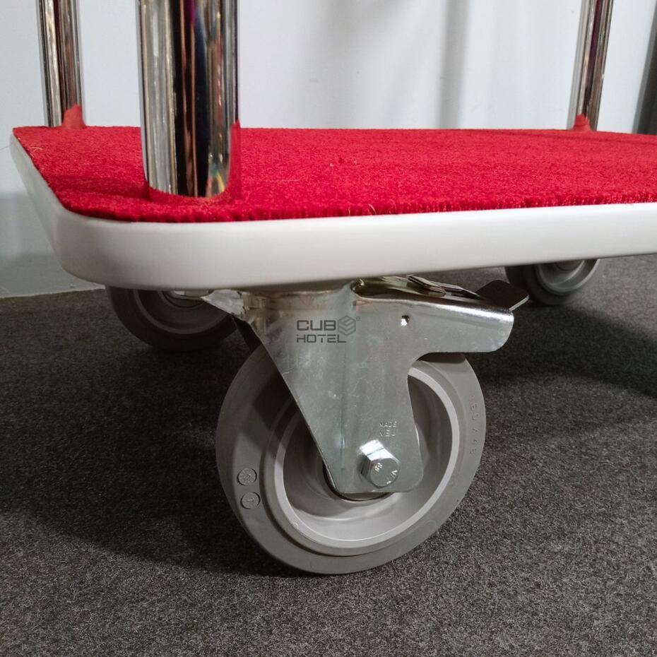 Luggage Trolley Hotel Chrome 79X59X189 Red Carpet