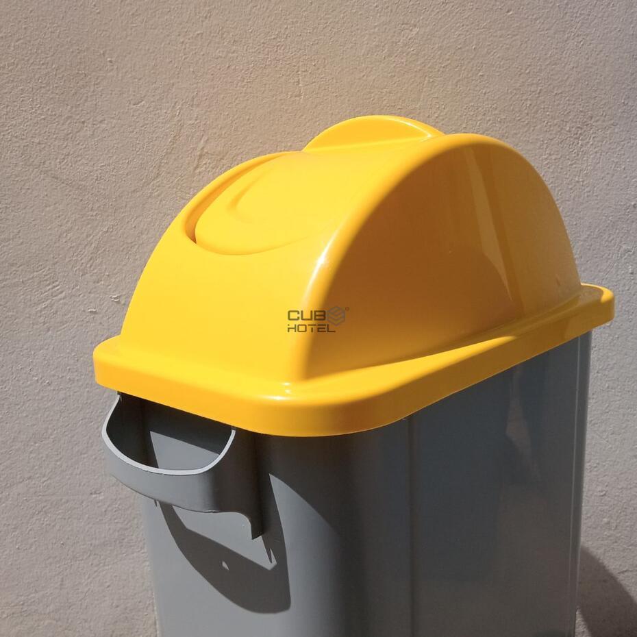 Ecoponto 50L Tampa Amarela Basculante em Polipropileno