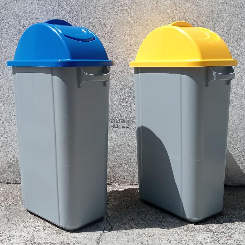 Ecoponto 50L Tampa Amarela Basculante em Polipropileno