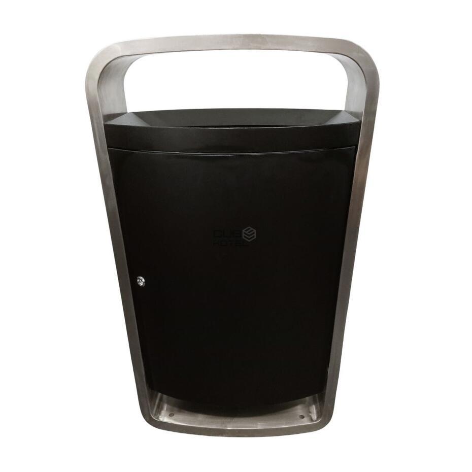 Outdoor Waste Bin Stainless Steel and Coated Iron