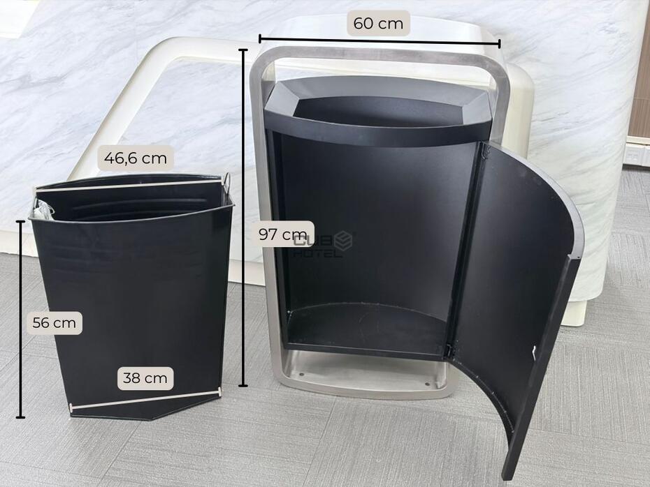 Outdoor Waste Bin Stainless Steel and Coated Iron