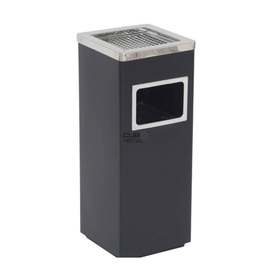 Papelera Cenicero 13L Acero Inoxidable Negro