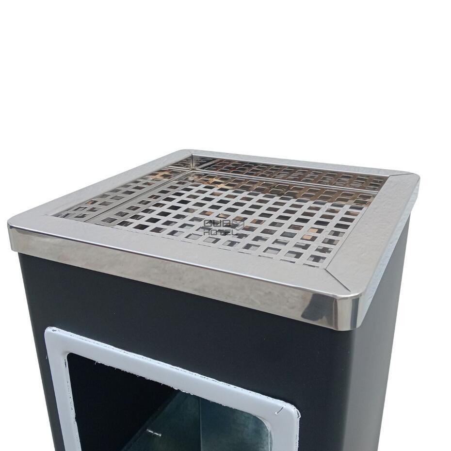 Papelera Cenicero 13L Acero Inoxidable Negro