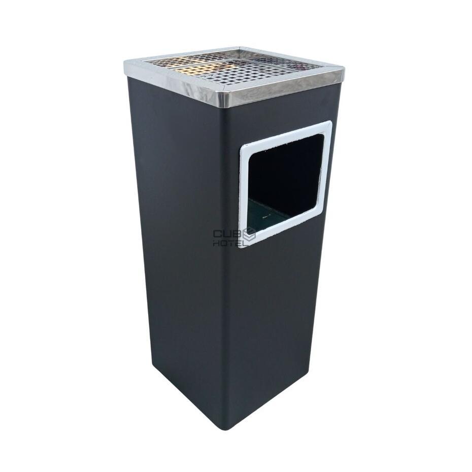 Papelera Cenicero 13L Acero Inoxidable Negro