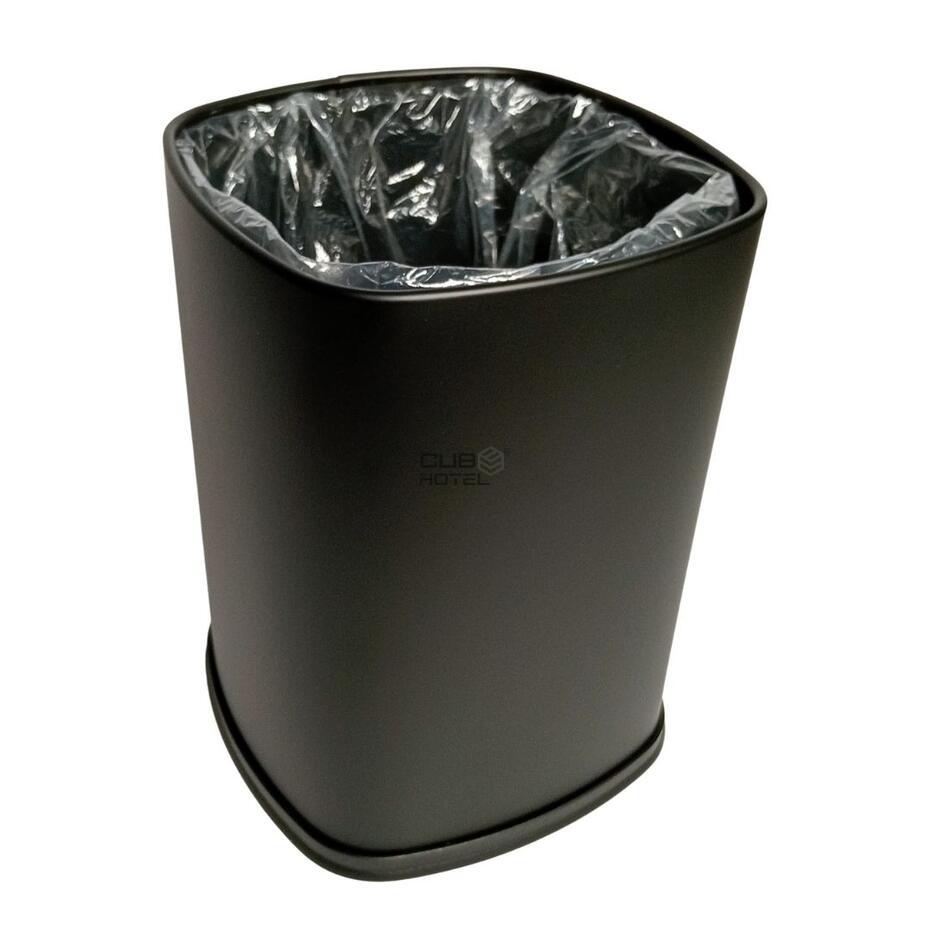 Balde Hotel Quadrado Preto 7L com Corpo Duplo e Saco Oculto