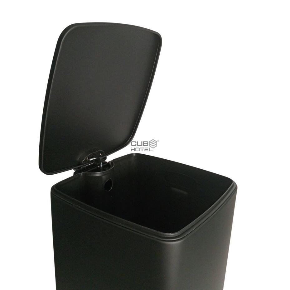 30L Square Trash Bin with Soft Close Pedal Black