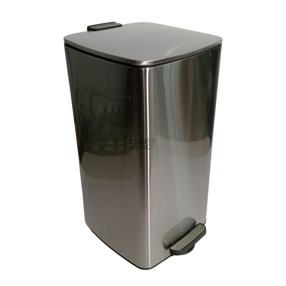 Cubo Basura Cuadrado de 30L Pedal Soft Close Acero Inoxidable Cepillado