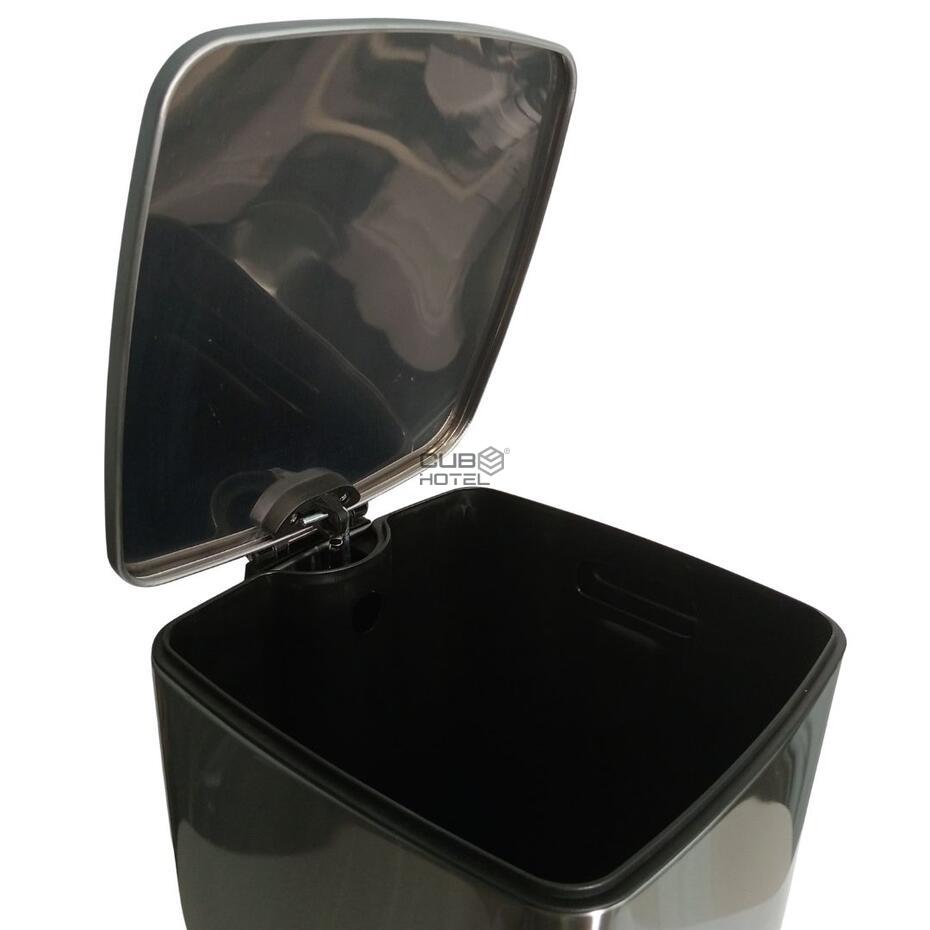 Cubo Basura Cuadrado de 30L Pedal Soft Close Acero Inoxidable Cepillado