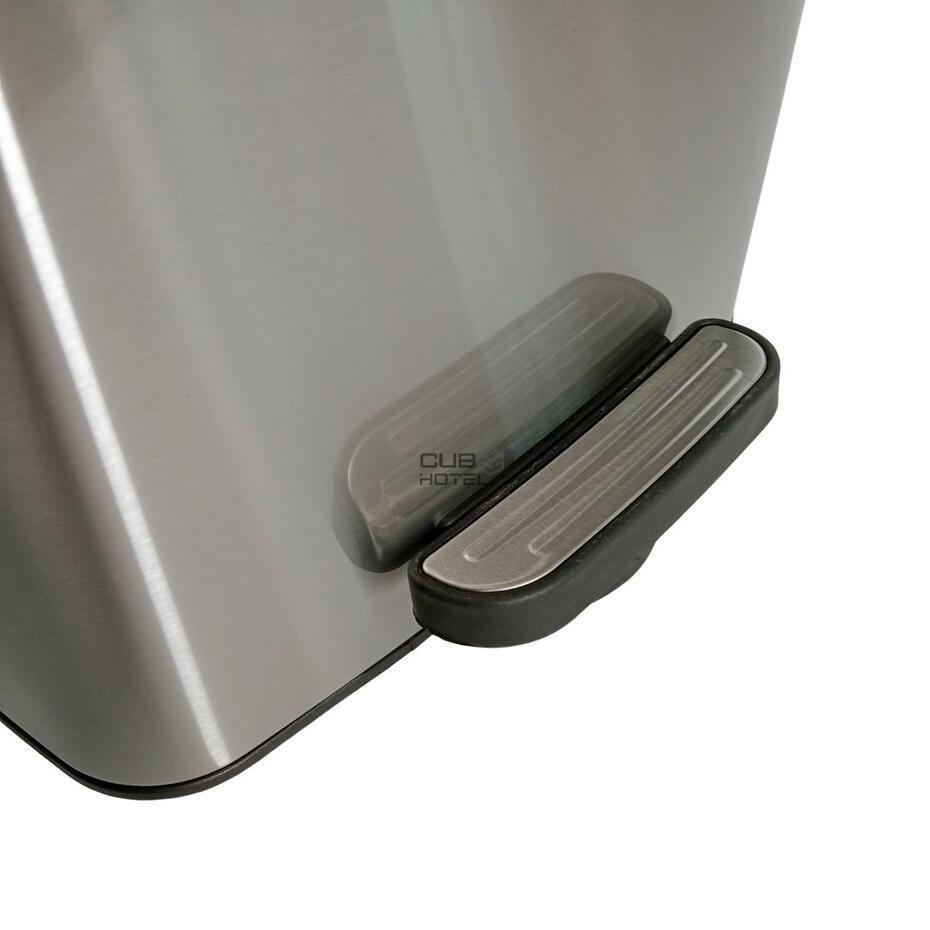 Cubo Basura Cuadrado de 30L Pedal Soft Close Acero Inoxidable Cepillado