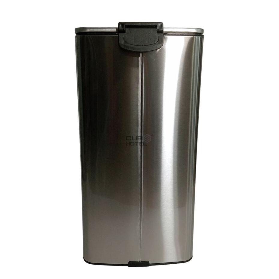 Cubo Basura Cuadrado de 30L Pedal Soft Close Acero Inoxidable Cepillado