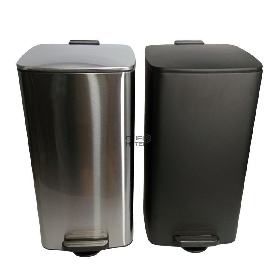 Cubo Basura Cuadrado de 30L Pedal Soft Close Acero Inoxidable Cepillado