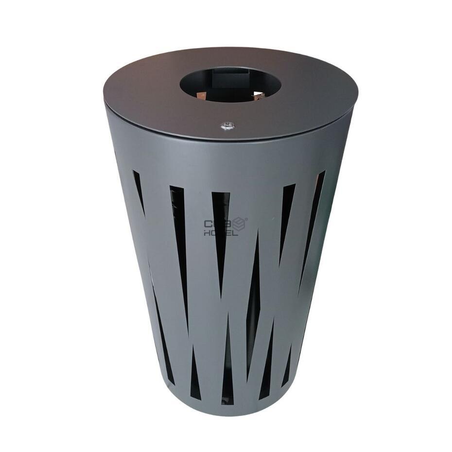 Outdoor Grey Iron Waste Bin 45L with Inner Container