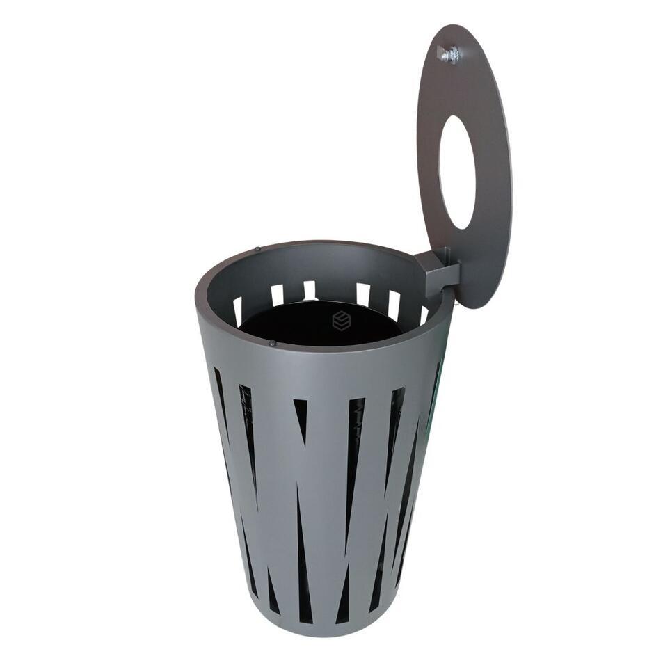 Outdoor Grey Iron Waste Bin 45L with Inner Container