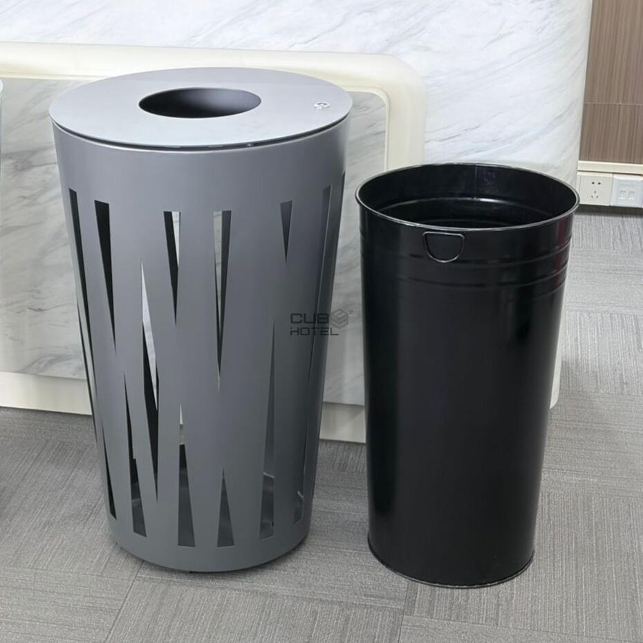 Outdoor Grey Iron Waste Bin 45L with Inner Container