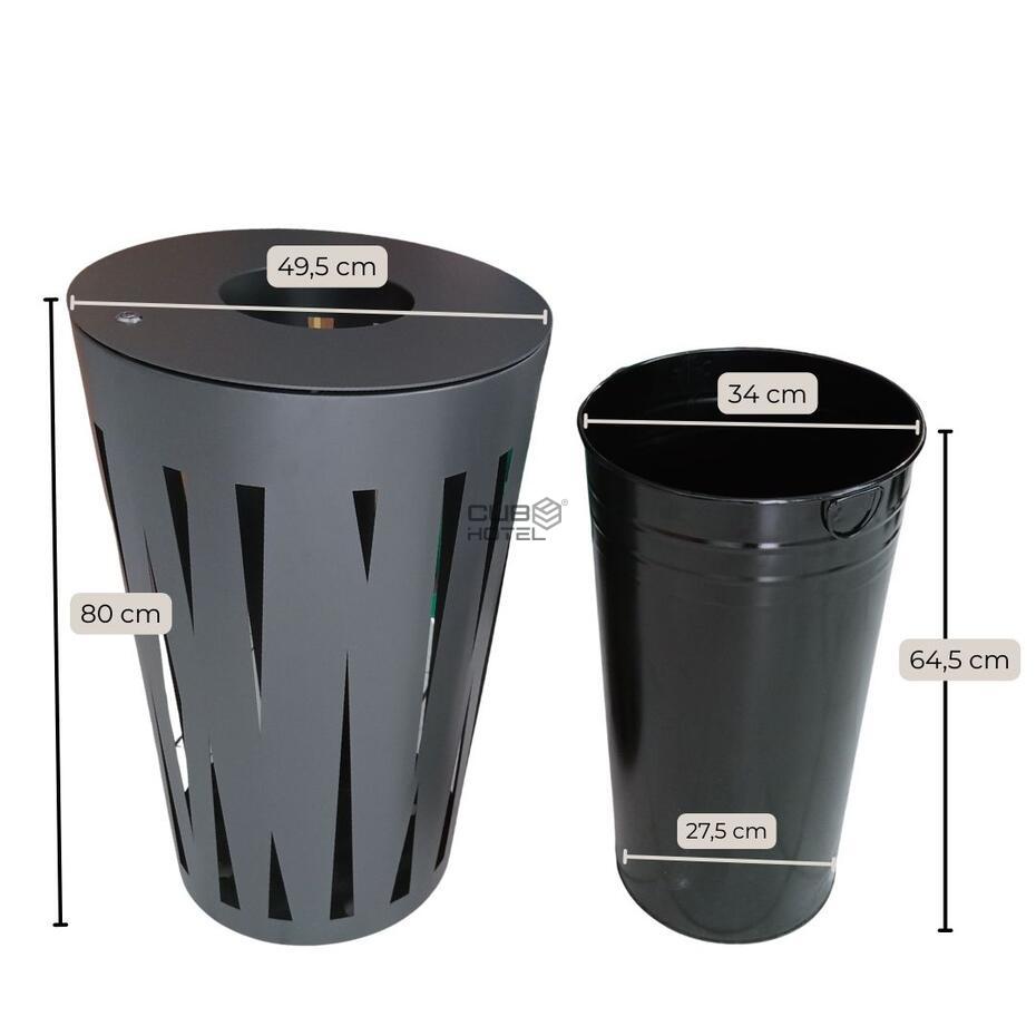 Outdoor Grey Iron Waste Bin 45L with Inner Container