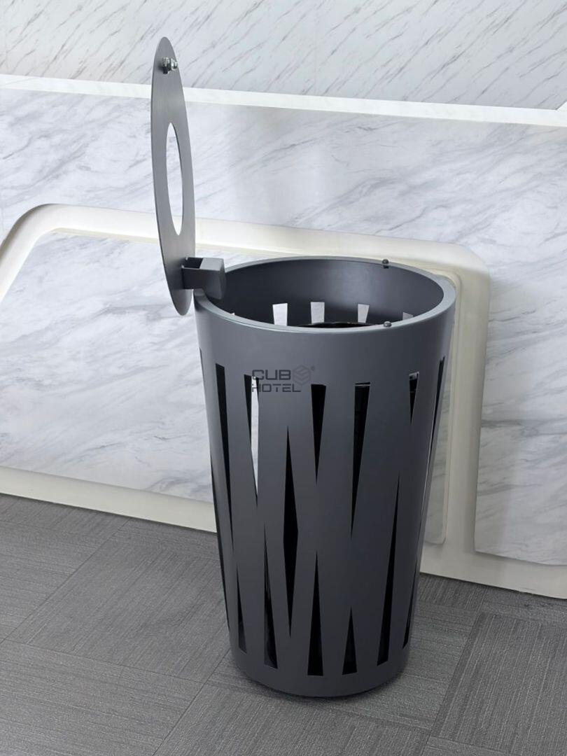 Outdoor Grey Iron Waste Bin 45L with Inner Container
