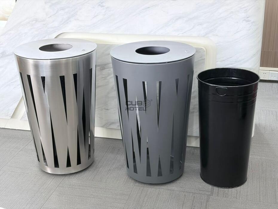 Outdoor Grey Iron Waste Bin 45L with Inner Container