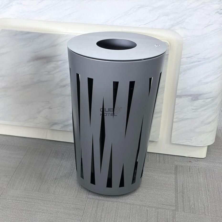 Outdoor Grey Iron Waste Bin 45L with Inner Container