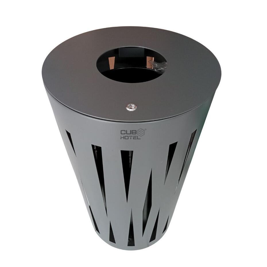 Outdoor Grey Iron Waste Bin 45L with Inner Container