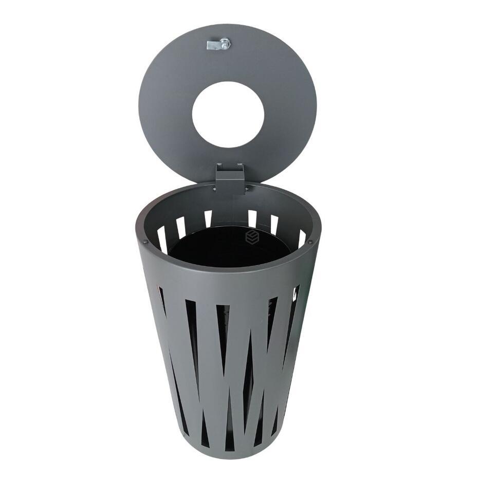 Outdoor Grey Iron Waste Bin 45L with Inner Container