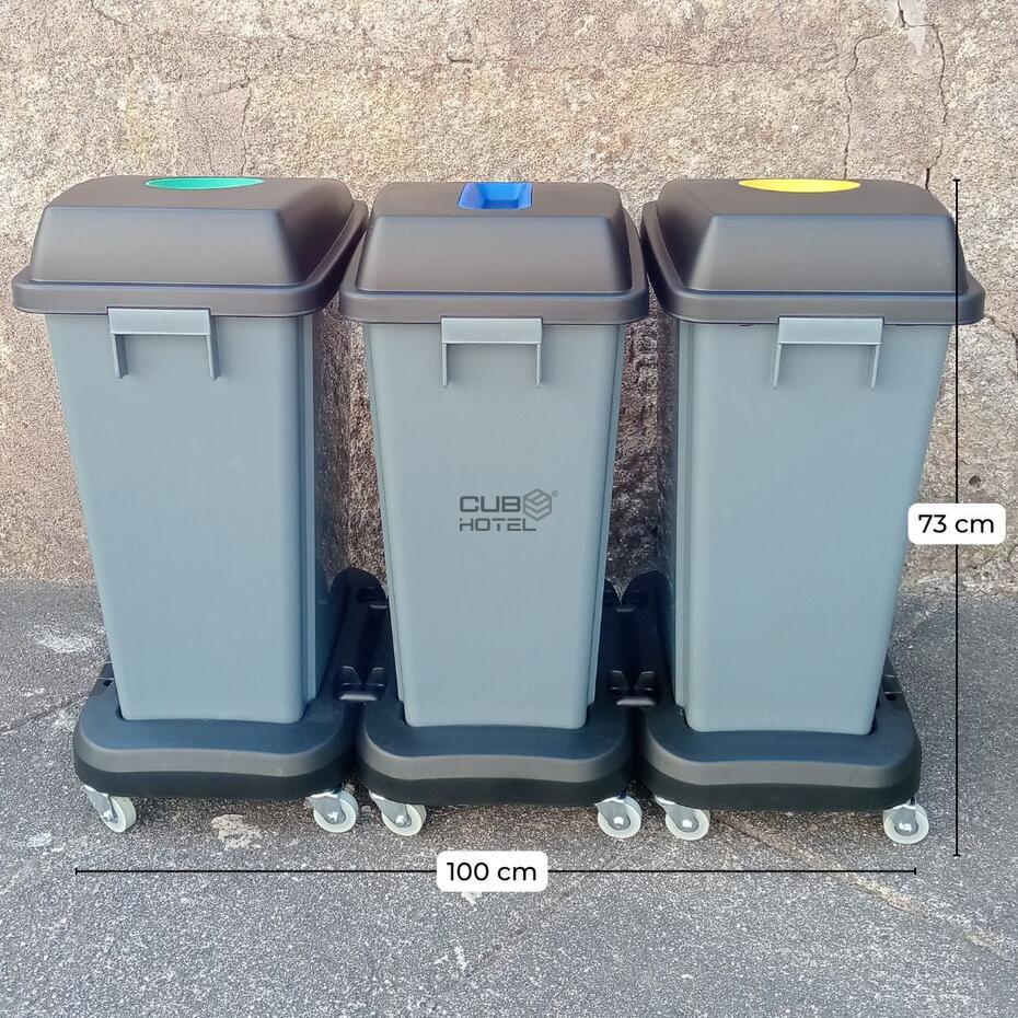 Ecoponto com rodas para Separação Resíduos  3x60L