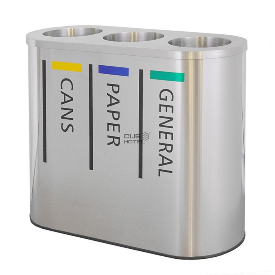 Ecopunto de Reciclaje 3x40L en Acero Inoxidable