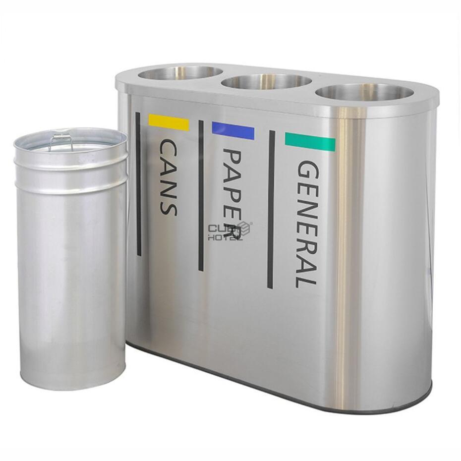Ecopunto de Reciclaje 3x40L en Acero Inoxidable