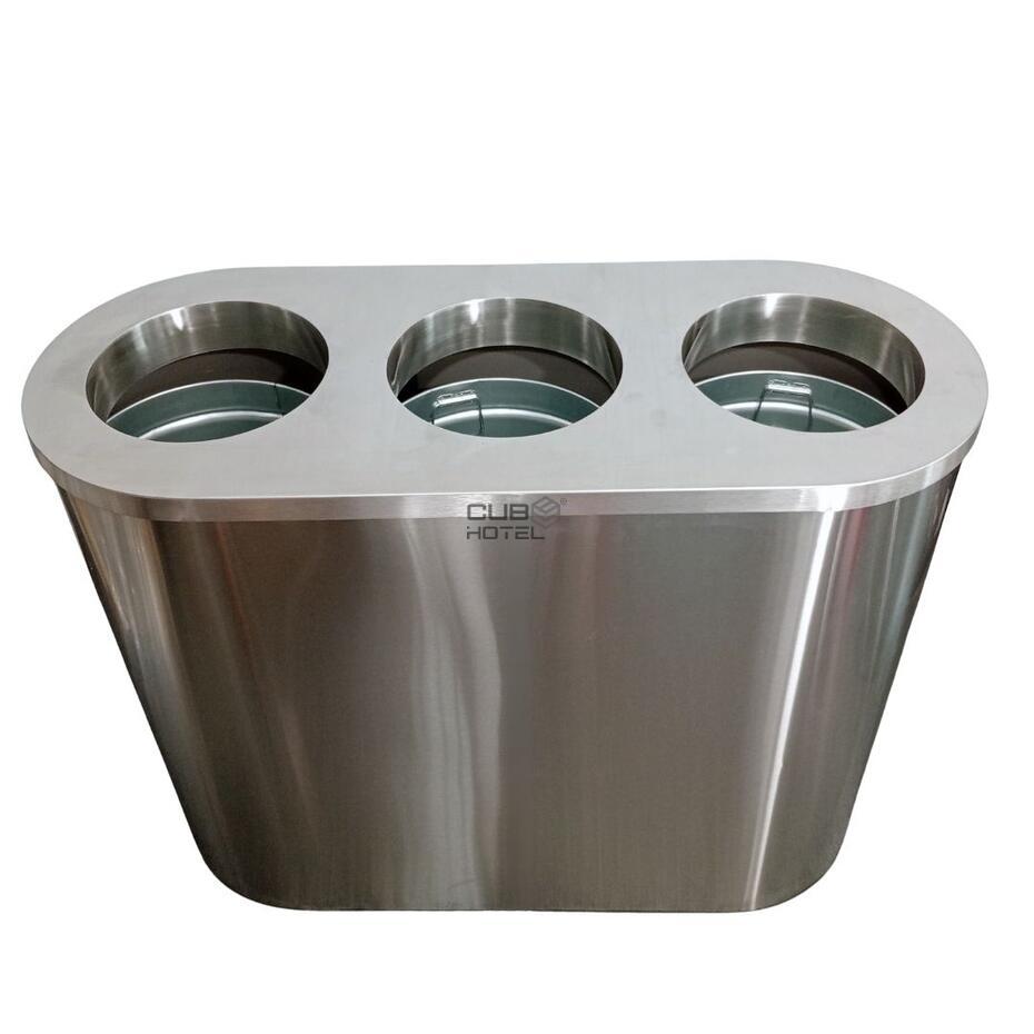Ecopunto de Reciclaje 3x40L en Acero Inoxidable