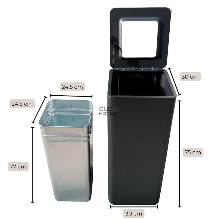 Ecopunto en Acero Pintado Negro con Cubo Interior Galvanizado