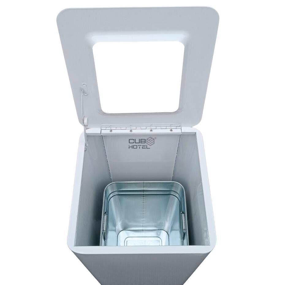 Ecopunto Triple de Acero Pintado Blanco con Cubos Galvanizados 90x30cm