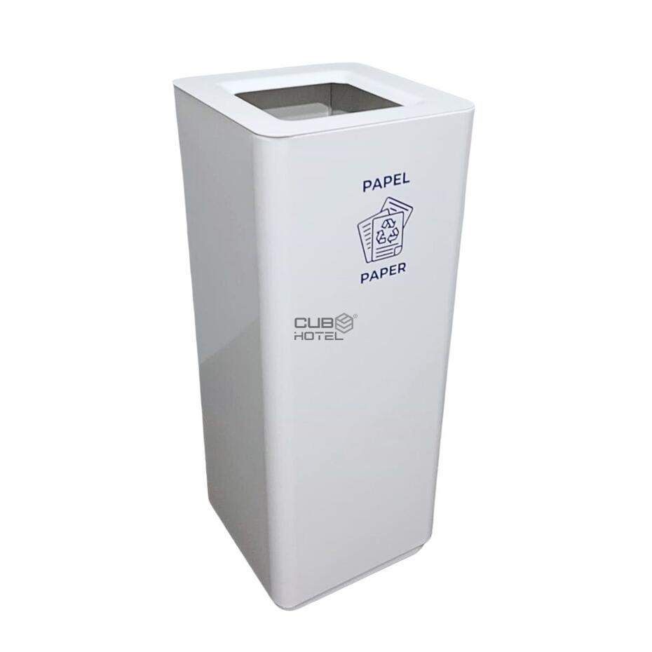Ecoponto em Aço Pintado Branco Balde Interior Galvanizado 30x30cm