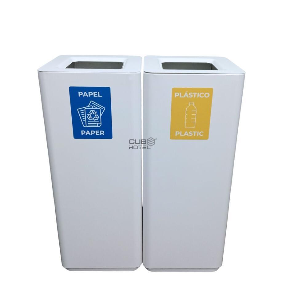 Ecoponto em Aço Pintado Branco Balde Interior Galvanizado 30x30cm