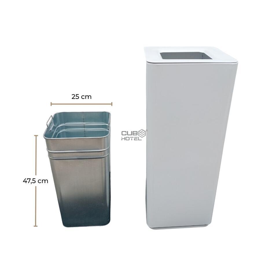 Ecoponto em Aço Pintado Branco Balde Interior Galvanizado 30x30cm