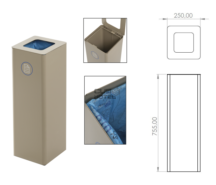 Modular Recycling Bin for Hotels with 1 Compartments