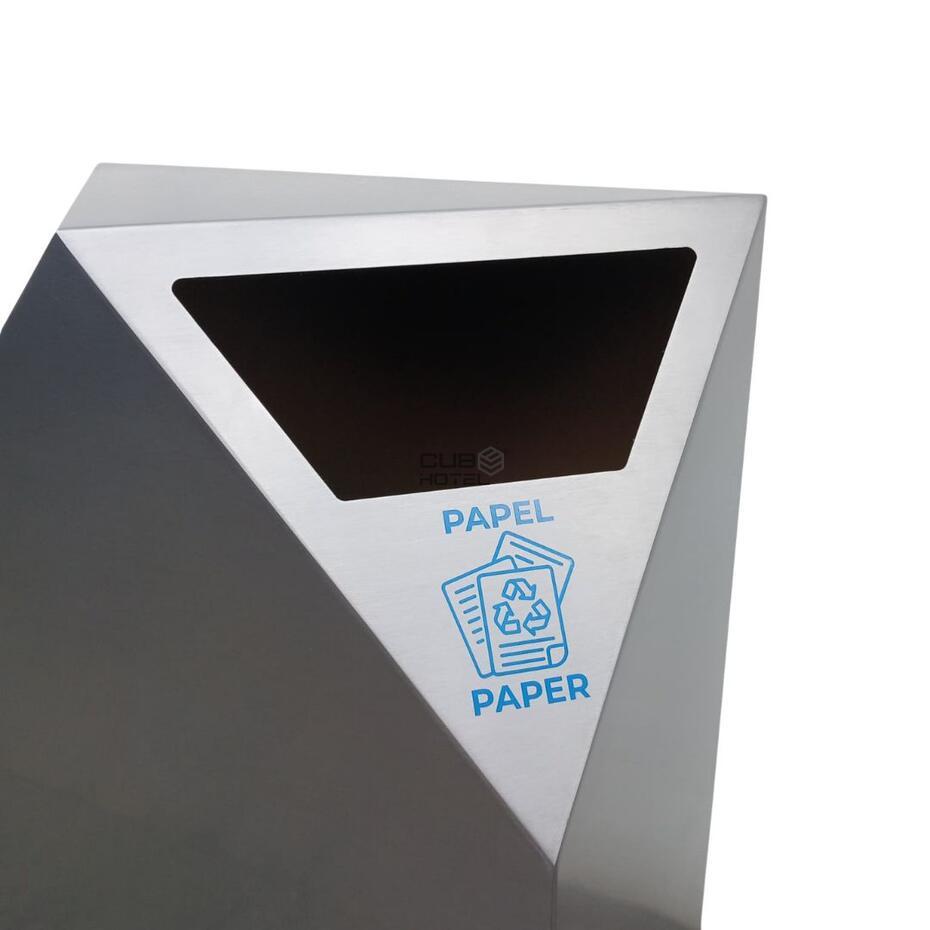 Papelera de Acero Inoxidable con Dos Aberturas – Cubo Interior Galvanizado