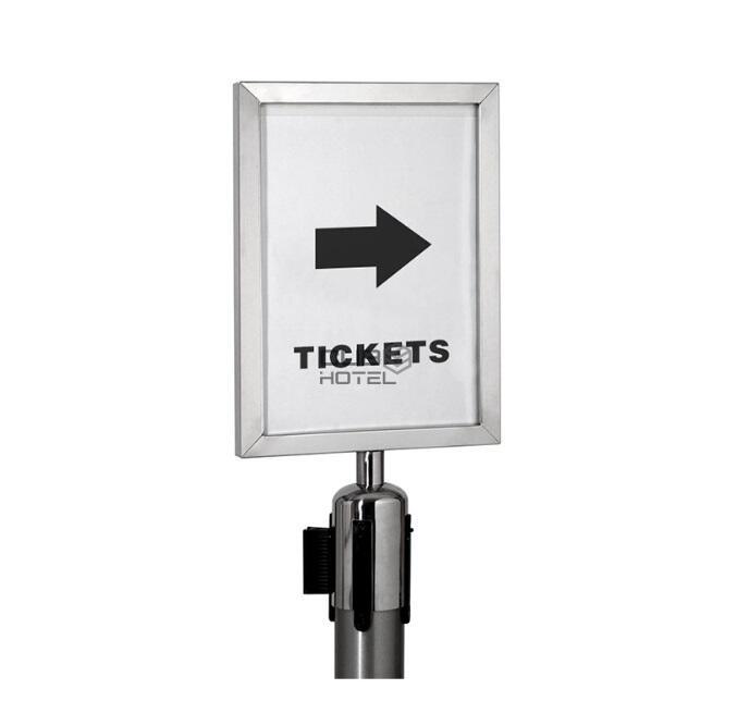 Soporte vertical para carteles acrílicos de acero inoxidable A4 para poste separador de filas