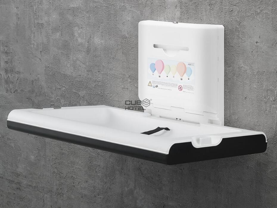 Fraldario Horizontal Polipropileno e Aço Inox Preto Mate com Ionizador - Mediclinics