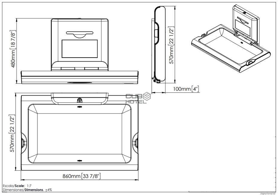 Fraldário Parede Horizontal Branco - Mediclinics