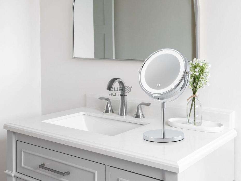 Winchester Chrome LED Table Mirror with Batteries