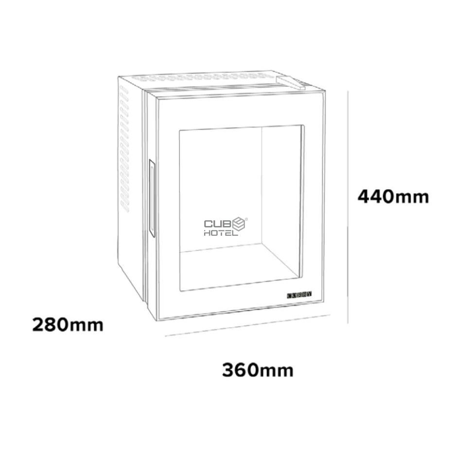 Minibar para Hotel Eton-E de Puerta de Vidrio Negro 10L