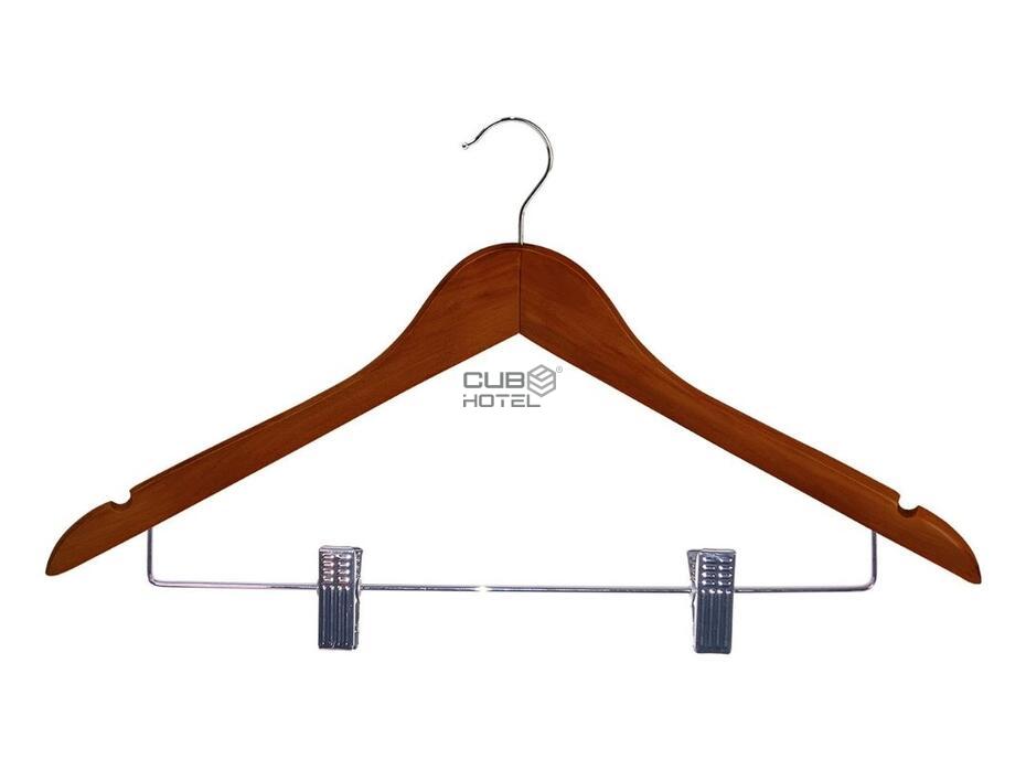 100 Perchas de Madera con Pinzas Burlington para Hotel