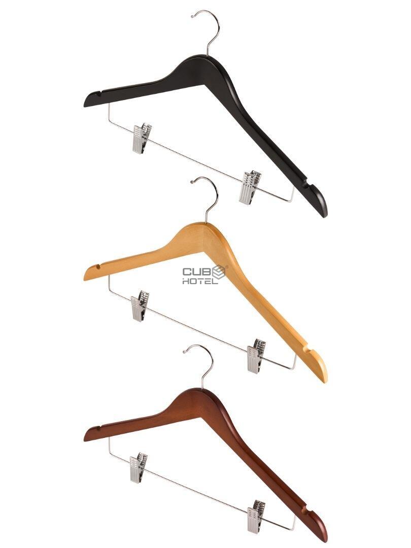 100 Perchas de Madera con Pinzas Burlington para Hotel