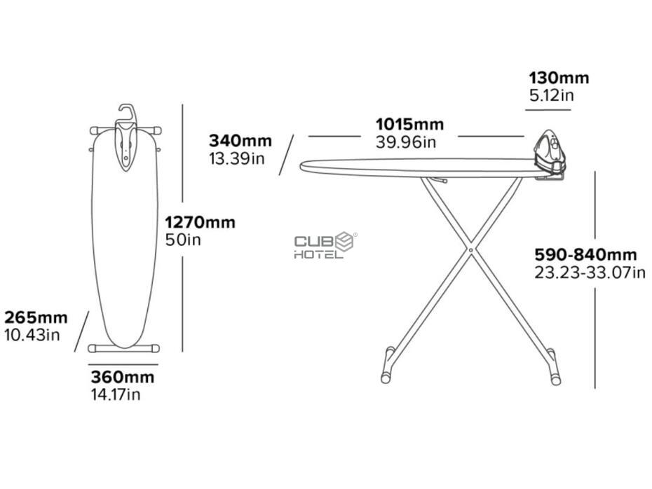 Ironing Board Kit + 1600W Steam Iron + Holder