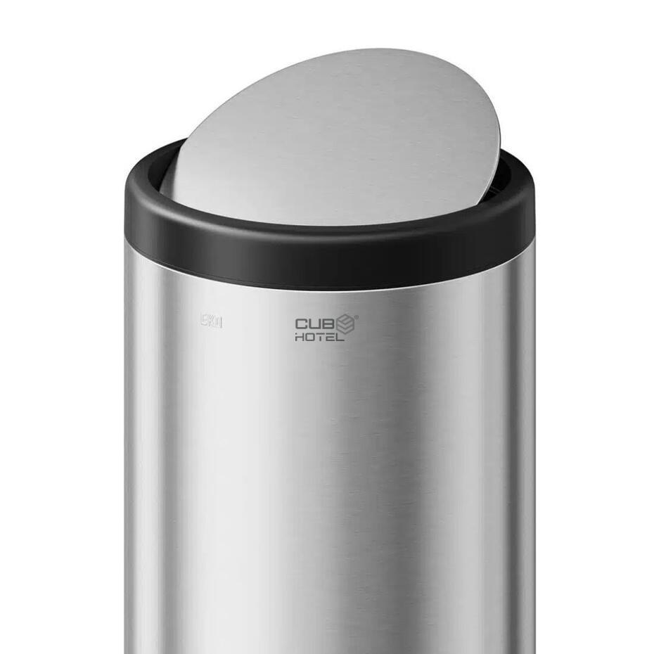 Balde Villa Swing 40L Inox Escovado Tampa Basculante